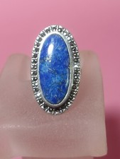Bague Ancienne Argent 925 Lapis Lazuli Entourage Marcassite