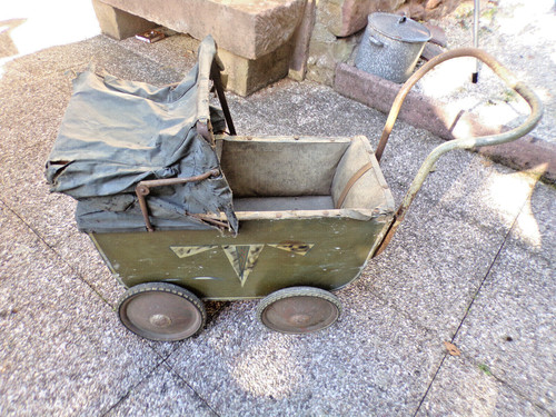 Ancien petit landau bois - et,