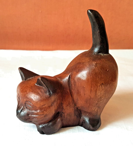 Figurine chat bois - en, massif
