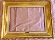 Cadre bois doré feuille d' or marie louise toile + plaque " A. CHABAUD " Auguste