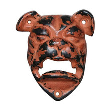 Ouvre-Bouteille En Fonte Murale De Style Vintage Bulldog Anglais Rustique Orange