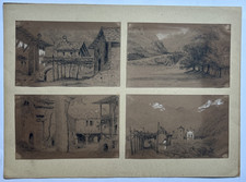 Vallee Aoste DESSIN ORIGINAL Dessins ITALIE Paysage Montagne XIX°