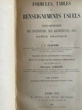 FORMULES TABLES RENSEIGNEMENTS  - AIDE MEMOIRE INGENIEURS ARCHITECTES   CLAUD