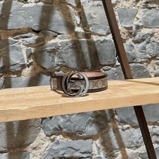 Gucci Interlocking GG Supreme Brown Leather Belt - 95cm