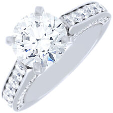 Anneau Fiançailles Diamant 4.00 CT Certifié GIA Rond Brillant Coupe 18k Blanc Or