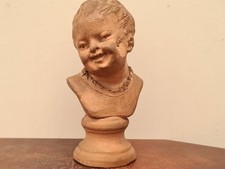 Terracotta Bust D Child Signed Bourgoin Une Égnure 