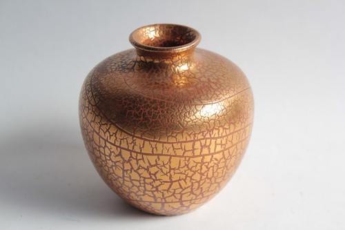 Vase céramique émaillée - , or