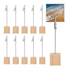 Porte Photo Pince 10 Pièces, Porte Clips Photo avec Base en Bois et Pince Cro...