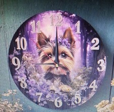 Horloge murale chien yorkshire