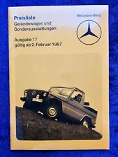 Mercedes G-Class Price List 2.1987 Models: 240 GD, 300 GD, 230 GE, 280 GE