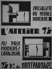 1930 ADVERTISING L'ATELIER 75 MODERN FURNITURE SPECIALIST MAXONADE LIGHT.