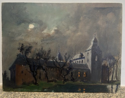 Nocturnal moonlit church - nocturnal, by