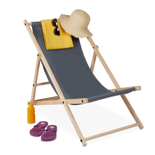 Chaise longue bois gris - bois,