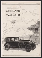 publicité 1924 automobile CHENARD & WALCKER GENEVILLIERS dos BALLOT dessin Frock