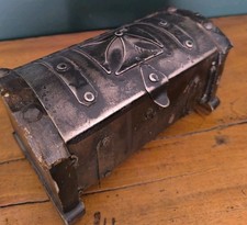 Antique metal and wooden chest medieval type