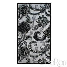 Tapis Moderne Jacquard Satin Plusieurs Dimensions Beige Noir Salon Tapis Chevet
