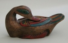 Beautiful Antique Painted Wooden Duck Sculpture - Hunting Object