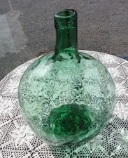 ancienne bonbonne DAME JEANNE VERRE-soufflé moulé vert 20 litres  n1  FRANCE