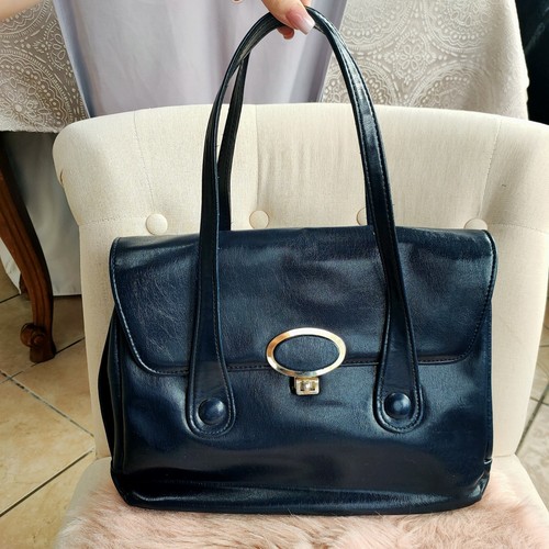 Sac vintage cuir bleu - sac, en