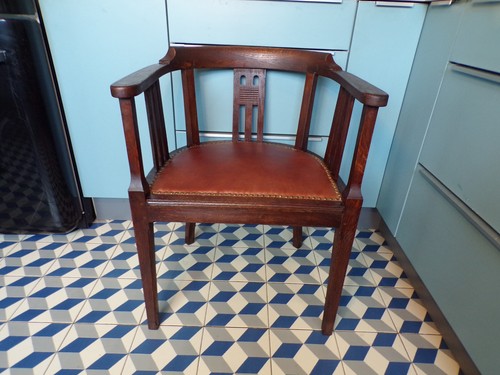 Fauteuil bois cuir art - bois, cuir-art
