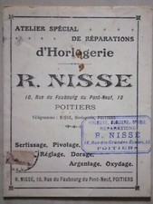 ADVERTISEMENT TARIFFS 1900-1910 WATCH WORKSHOP R.NISSE POITIER