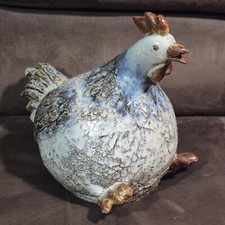 VTG FRENCH ATHEZZA CERAMIC FAT HEN GLAZED CRACKED LARGE 12"