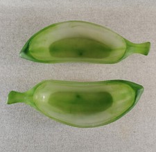 BEAUTIFUL SET OF TWO RAVIER GLASS PASTE LEAVES LA ROCHERE TASTE DAUM