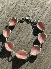 Ivar T Holth sterling silver pink Enamel  bracelet Norway Norwegian vtg 2682
