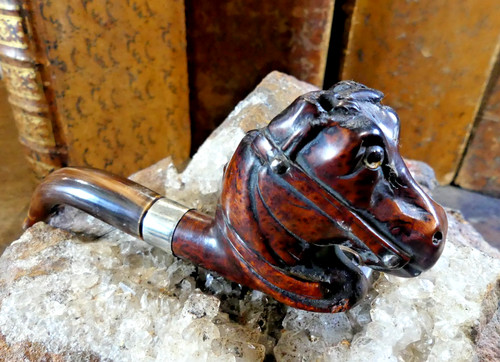 Wooden pipe carved - pipe, horse