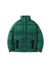 Blouson D'Aviateur Duvet Sintetique Mode Homme Vert Court Poches à Capuche