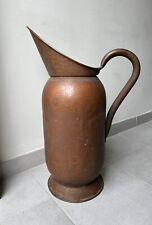 Large antique hammered copper pitcher 18th century umbrella holder vintage France