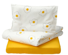 Parure de lit IKEA OGONLOCKSMAL 3 pièces pour lit bébé fleur blanc jaune, 60x...