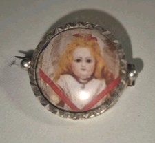 Antique Miniature Doll Brooch with Small Antique Doll Photo - No.2