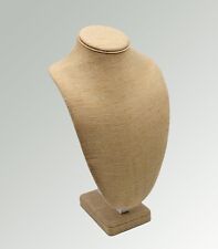 Modern Burlap Linen Necklace Display Mannequin Showcase Jewelry Bust 16" Tall