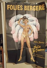 Affiche ASLAN FOLIES BERGÈRE 100x145 cm pliée en 16 music hall cabaret Paris 