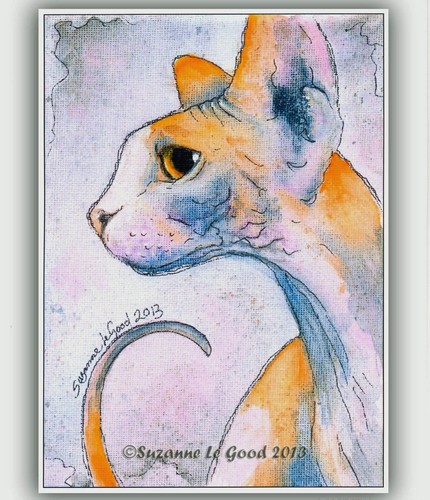 Sphynx cat art print from