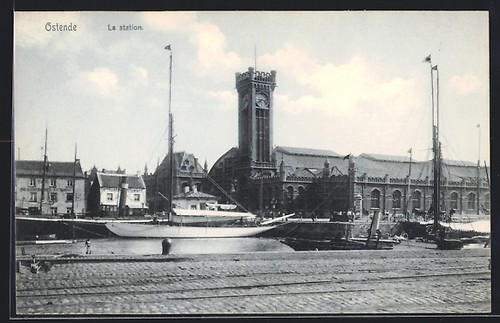 Cpa ostende station la - ostende,,