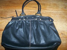 Axcess Liz Claiborne Black 100% Polyvinyl Large Hobo Handbag Tote Ladies Purse