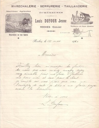 Roches lettre louis dufour - -,