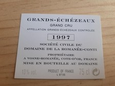 Counter label wine Grands echezeaux 1997 Romanée Conti wine label burgundy DRC