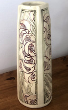 Rare Antique Early 1900's Weller Roma Vase W/Four Panels Flowers 12" Tall