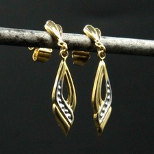O921 - Boucles d'Oreille 2 Ors jaune et blanc 18K
