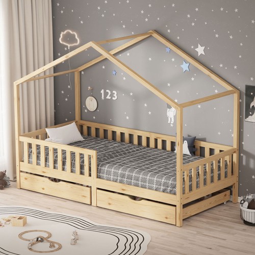 Lit cabane enfant bois de - en,
