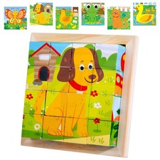 Puzzles en Bois Enfant, 6 en 1 3D Puzzle Cube Animaux, Jouet Montessori Éduca...