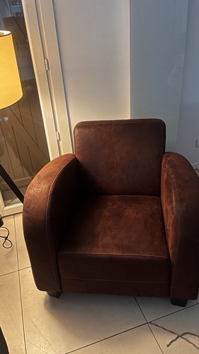 Fauteuil club place marron - 1,