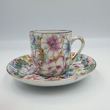 VINTAGE MILLEFIORI THOUSAND FLOWERS CHINA PORCELAIN MUG AND SAUCER