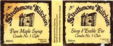 STRATHMORE KITCHEN SIROP D'ERABLE PUR CANADA VINTAGE PAPER LABEL 