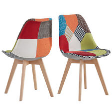 Lot de 2 Chaises en Patchwork Tulip avec coussin rembourré Salle à manger Rouge