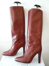Bottes  Vintage Sexy  1982  " Bordeaux-Rouge "   --  "SYLVIE" 2  ---   T.40