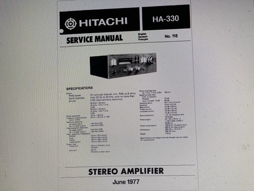 Hitachi 330 service manual - hitachi, ha-330